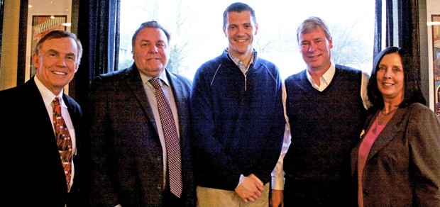 From left: King County Councilmember Pete von Reichbauer; Highline Community College President Jack Bermingham; state Sen. Joe Fain (R-Auburn); state Rep. Pat Sullivan (D-Covington) and Green River Community College President Dr. Eileen Ely.