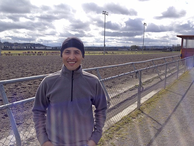 Jockey Felipe Valdez trackside at Emerald Downs