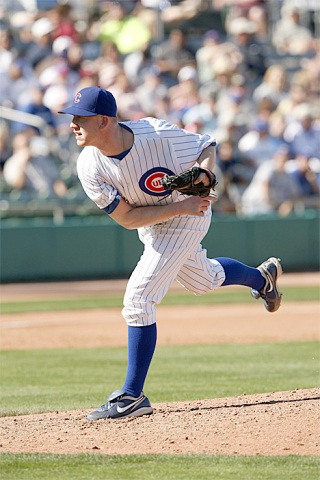 Former Green River Community College and Kentridge pitcher David Patton on the mound as a Chicago Cub.