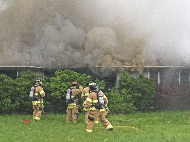 VRFA firefighters quickly put out a fire that heavily damaged a vacant home at 1017 8 St. NE in Auburn this morning.