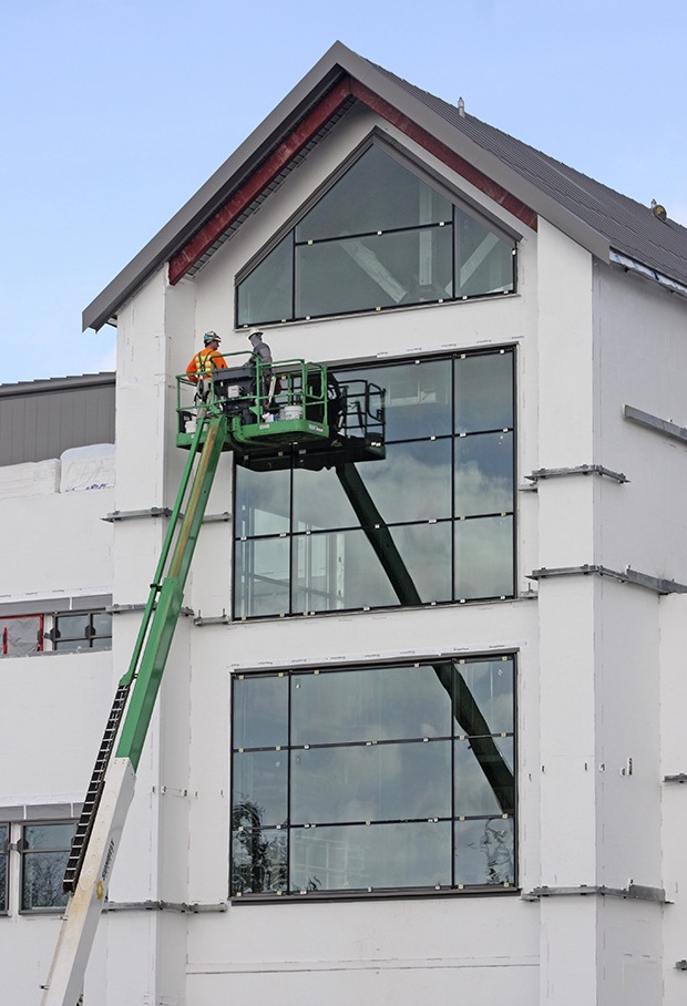 Construction continues at a brisk pace at the new Auburn High School on East Main Street. According to officials