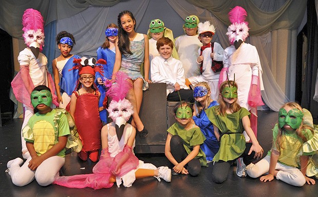 Rhyonna Rosales (Ariel) and Drew Bates (Prince Eric) and the cast of 'Little Mermaid Jr.'