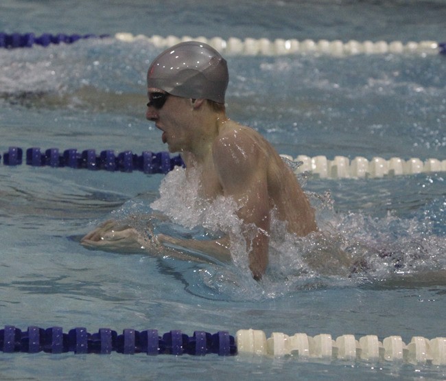 Cameron Lindsay in the pool for Auburn Mountainview during the district meet at Hazen.