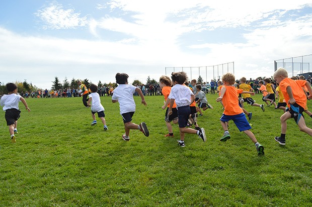 Cross country runners from Holy Family School compete.