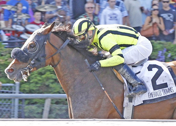 Mike and Amy Feuerborn's Class Included wins the Emerald Distaff at Emerald Downs on Aug. 19. The 4-year-old filly