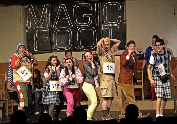 The cast of the 25th Annual Putnam County Spelling Bee – including from left