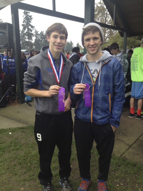 Auburn Mountainview's Christian Rotter and Jonah Zucati at the state 3A meet.