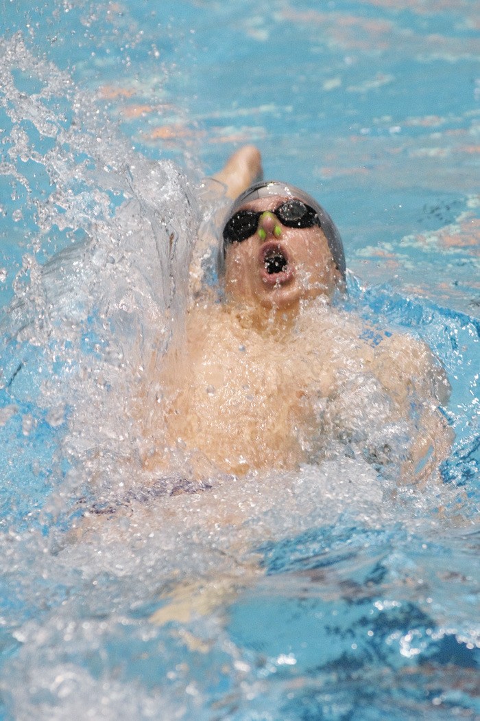 Cameron Lindsay on his way to the Washington State 100-yard backstroke title.