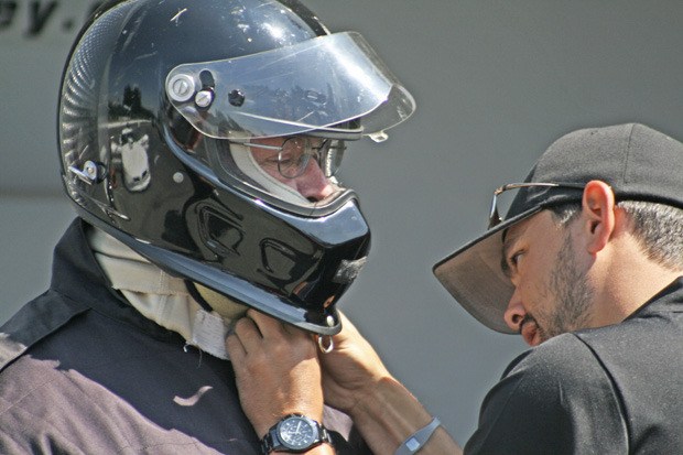 Auburn Mayor Pete Lewis prepares for a fast pass down Pacific Raceways' drag strip.