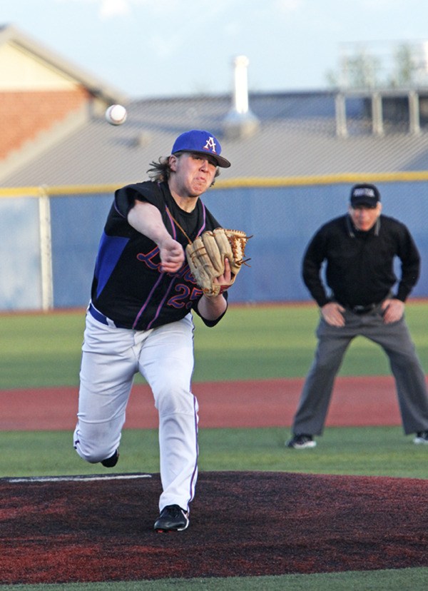 Lion senior Nick Brooks on the mound.