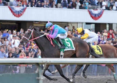 Noosa Beach and Ricky Frazier storm to victory in the 2010 Longacres Mile at Emerald Downs. The 7-year-old gelding and 48-year-old jockey will both retire at Emerald Downs on Wednesday