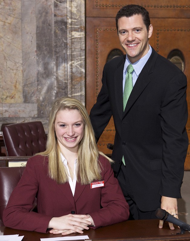 Amanda Allison worked as a page for Sen. Joe Fain and other senators last week in Olympia.