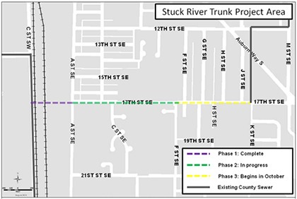 Construction continues on the Stuck River Trunk pipeline.