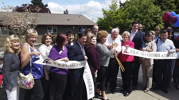 Staff and dignitaries