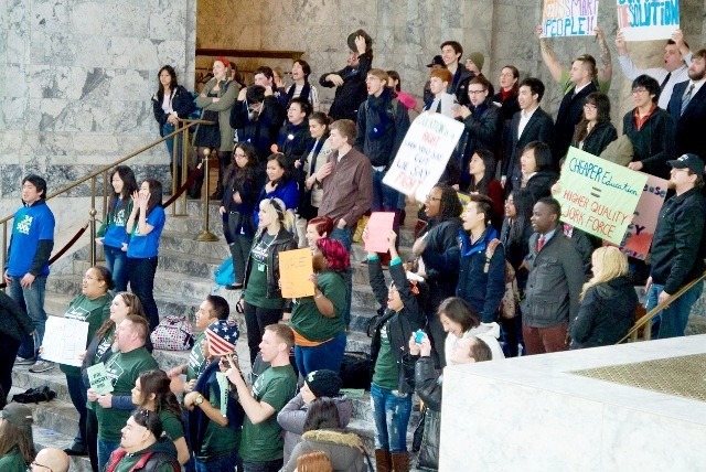 Students from state community and technical colleges gathered Friday in the Capitol to plead for lawmakers’ support in adequately funding their education programs.