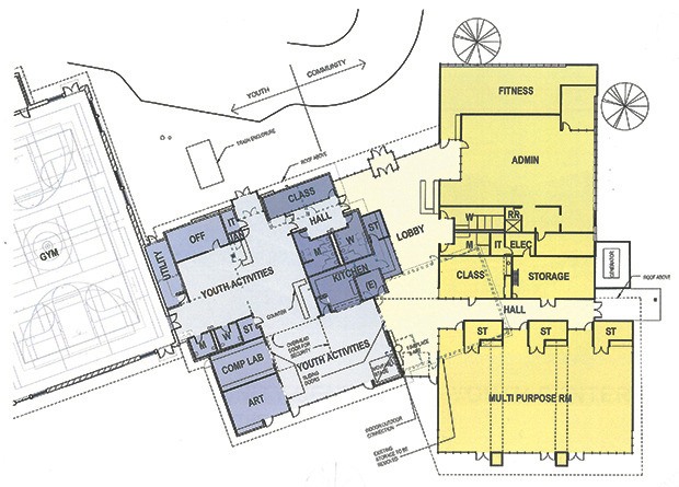 The schematic design floor plan for the Auburn Community Center and Youth Center features plenty of space