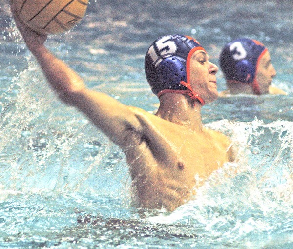 An Auburn Mountainview water polo player prepares to shoot on goal during the Lion's 9-2 victory over Enumclaw on Tuesday.