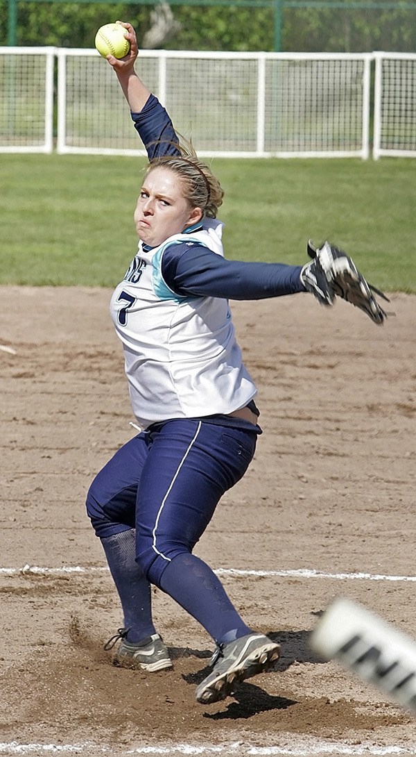 Auburn Riverside graduate Alyssa Jarman in the circle for the Ravens. Jarman recently signed a letter of intent to play fastpitch softball for Bethany College in Kansas.