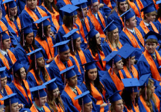 Auburn Mountainview High School’s graduating seniors assembled at Auburn Memorial Stadium on Saturday for commencement. Linda Cowan