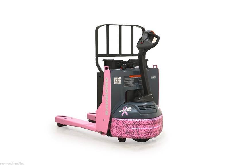 The pallet jack up for auction this year is Raymond’s pink 8210 Electric Pallet Truck