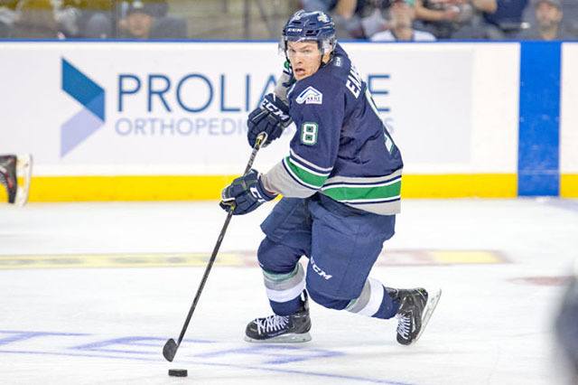 Scott Eansor led the way, scoring a hat trick in Seattle’s 5-1 at Moose Jaw, Saskatchewan on Saturday. The T-Birds are 7-7-0-1 on the season. COURTESY PHOTO, Thunderbirds