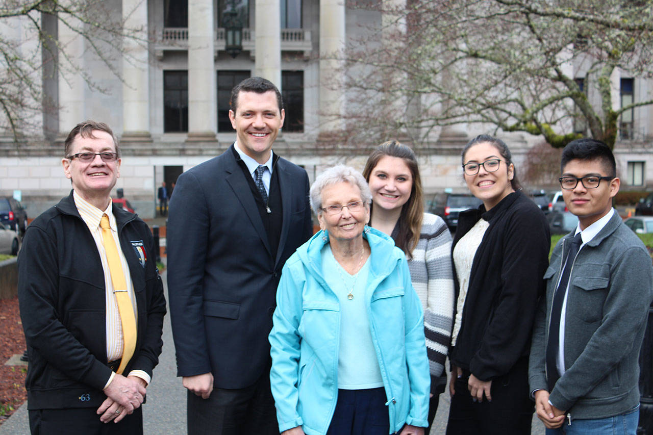 Sen. Fain, R-Auburn with student journalists, advisers and free press advocates at the state Capitol in Olympia. COURTESY PHOTO