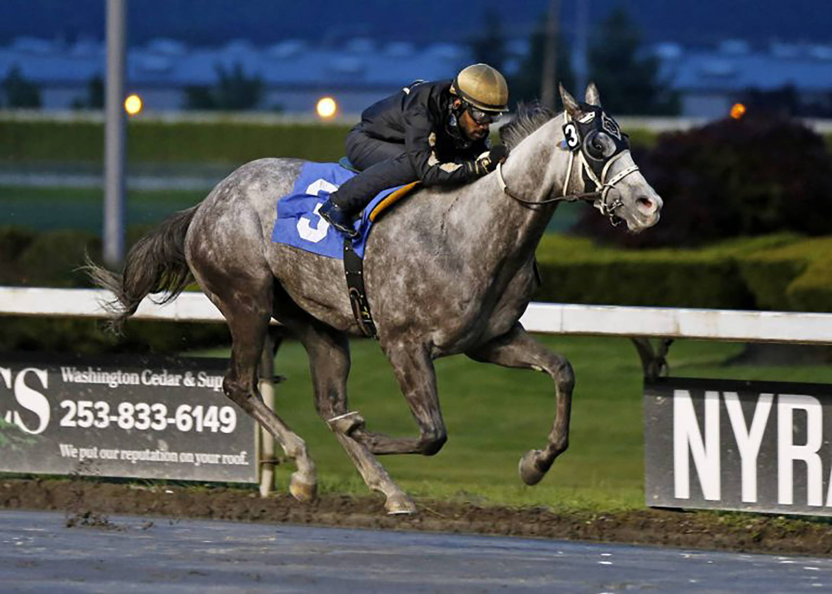 Rocco Bowen drives Capital Expense to victory in Friday’s feature at Emerald Downs. COURTESY PHOTO