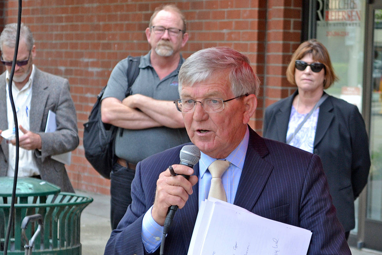 Auburn’s Economic Development Director Doug Lein addresses the gathering at the launching of a small business incubator – a partnership between the City and the Port of Seattle. ROBERT WHALE, Auburn Reporter