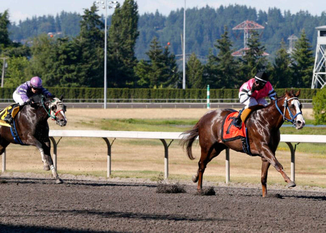 Sippin Fire and Rocco Bowen dominated the Coca-Cola Stakes. COURTESY TRACK PHOTO