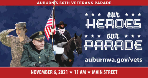 Flyer for Veterans Day parade from the City of Auburn website.