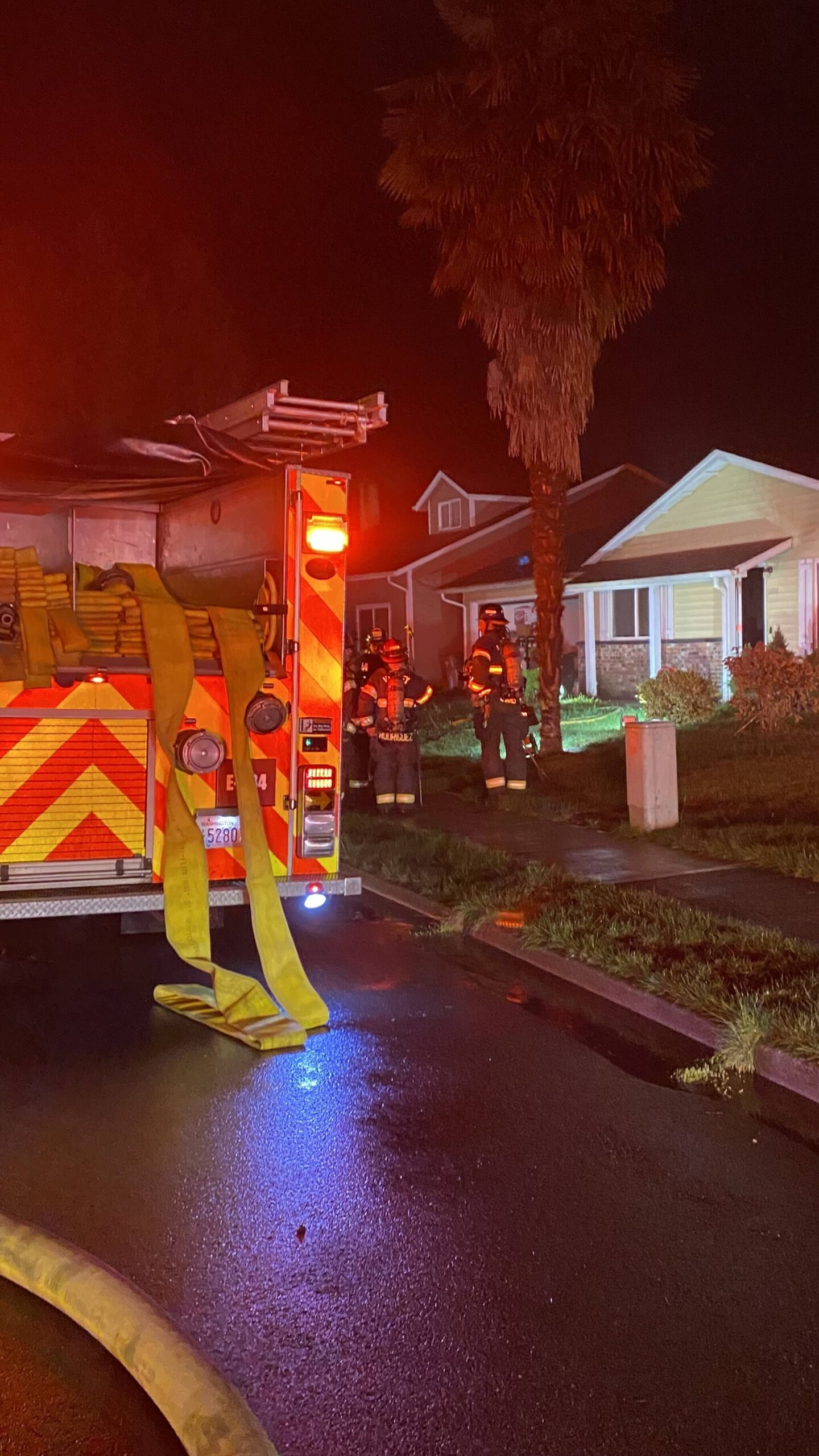 VRFA crews at the scene of a residential fire on the 1800 block of 22nd St NE. (Courtesy of the Valley Regional Fire Authority.)