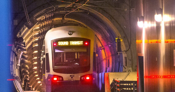 A Sound Transit light-rail train heads into the tunnel toward the Capitol Hill Station from the University of Washington. Mike Siegel Seattle Times TNS | File Photo