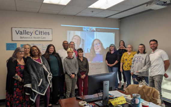 From left to right: Delila Koler, Sharon Holmes, Laurel Lemke, Director of Outpatient services Angela Coe, Lynn Miller from AHP, Markus Wilson From AHP, Michael Hardy, Mary Ellen Copeland, Lisa Brown, Jody Brown, Melody Parshel, Lise Mullkie.