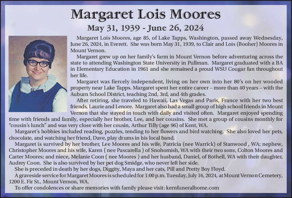 Margaret Lois Moores | Obituary