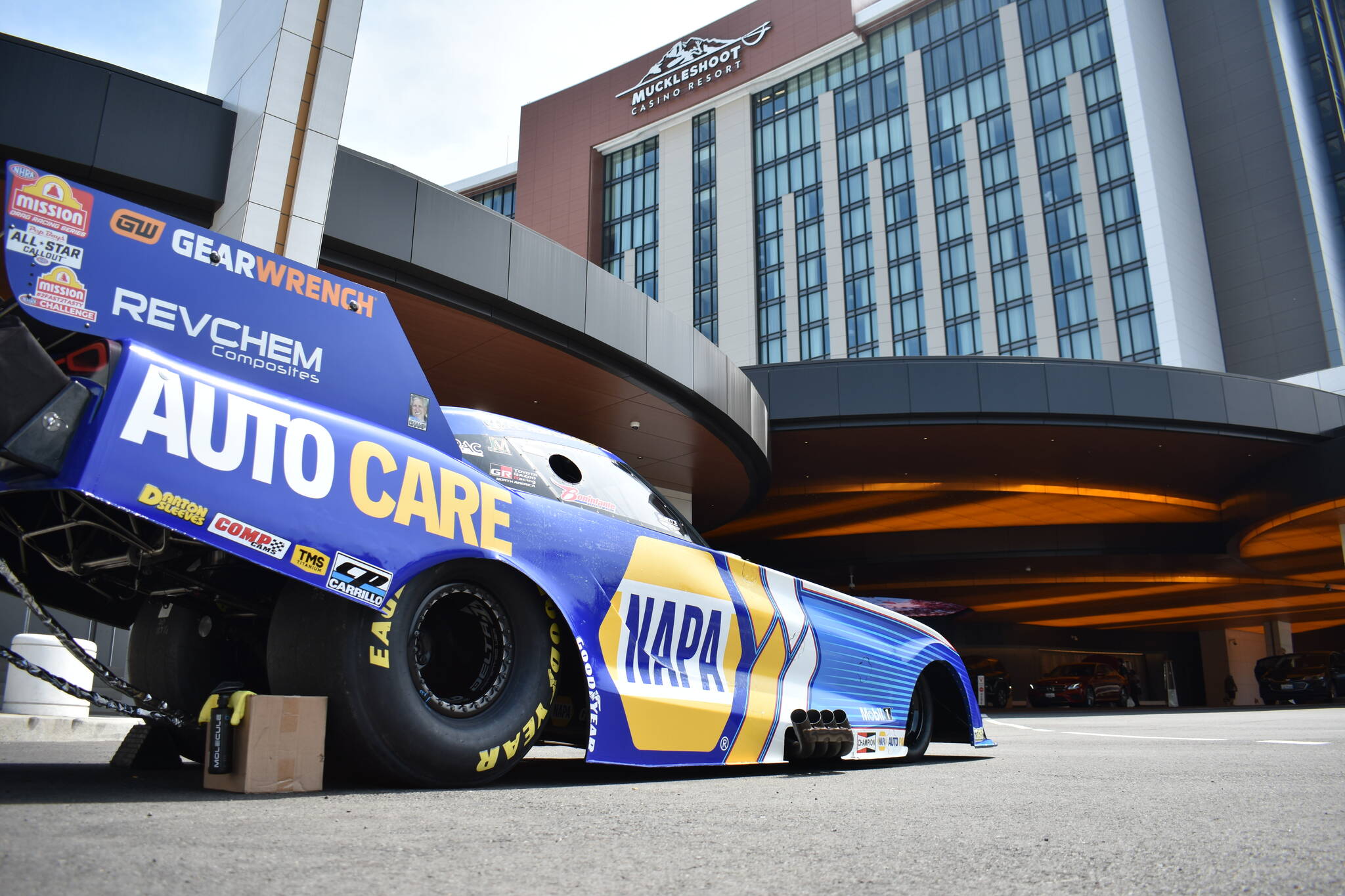 Ron Capps’ funny car was on display outside the Muckleshoot Casino and Hotel. Ben Ray / Sound Publishing