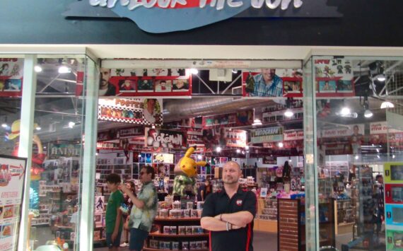 Barry Weaver in front of the Unlock the Con store in Auburn. Photo courtesy Annika Hauer