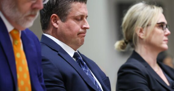 Auburn Police Officer Jeffrey Nelson awaits the jury verdict at the King County Maleng Regional Justice Center in Kent on June 27, 2024. Ken Lambert / The Seattle Times / Pool