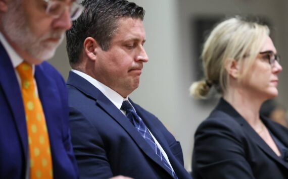 Auburn Police Officer Jeffrey Nelson awaits the jury verdict at the King County Maleng Regional Justice Center in Kent on June 27, 2024. Ken Lambert / The Seattle Times / Pool