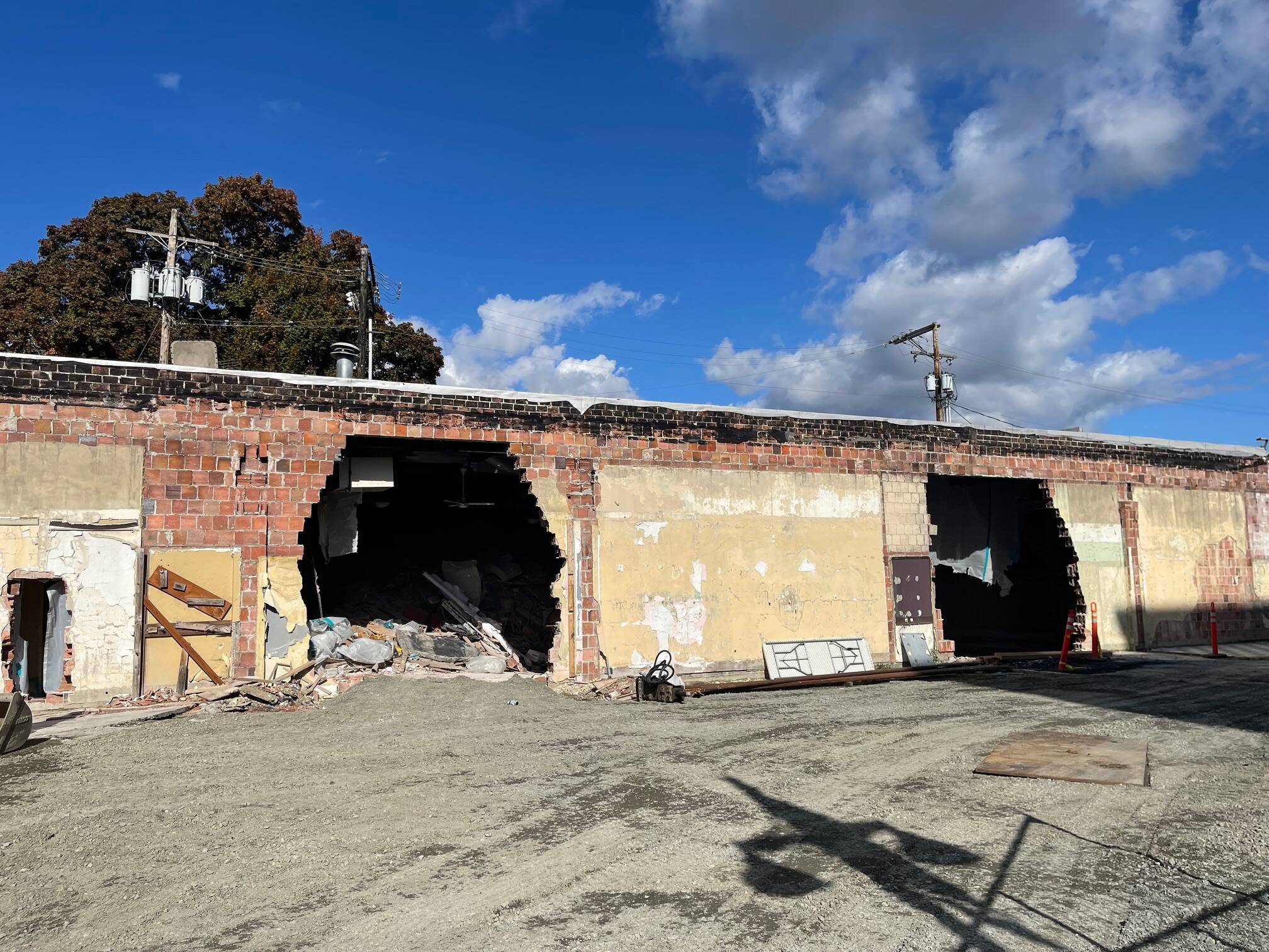 Photo of holes in south facing wall of the Auburn Avenue Theater on Oct. 16 as demolition got underway. Courtesy photo