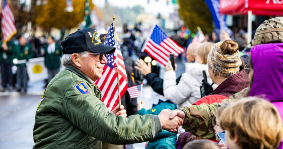 The 58th annual Veterans Parade and Observance was held Nov. 11, 2023, in downtown Auburn. It’s one of the largest Veterans Day parades on the West Coast. The event featured a flyover from a C-17 Globemaster III by the 446th Airlift Wing from Joint Base Lewis-McChord as well as America’s First Corps Band from JBLM, antique military vehicles, honor guards and ROTC Units, military marching units, veteran marching groups, drill teams, community and scouting groups, as well as numerous motorcycle clubs, antique car clubs and more. Photo courtesy of the City of Auburn