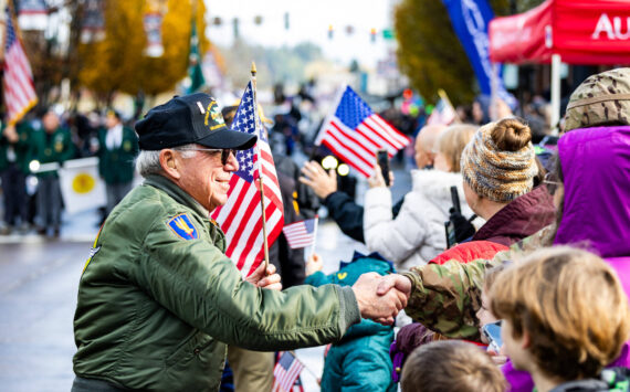 The 58th annual Veterans Parade and Observance was held Nov. 11, 2023, in downtown Auburn. It’s one of the largest Veterans Day parades on the West Coast. The event featured a flyover from a C-17 Globemaster III by the 446th Airlift Wing from Joint Base Lewis-McChord as well as America’s First Corps Band from JBLM, antique military vehicles, honor guards and ROTC Units, military marching units, veteran marching groups, drill teams, community and scouting groups, as well as numerous motorcycle clubs, antique car clubs and more. Photo courtesy of the City of Auburn