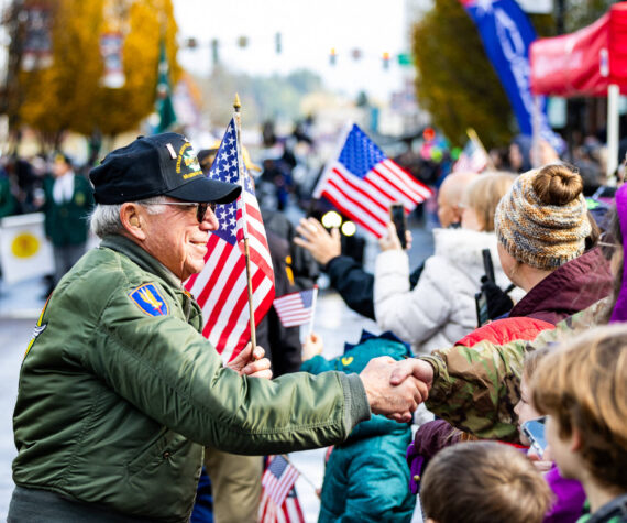 The 58th annual Veterans Parade and Observance was held Nov. 11, 2023, in downtown Auburn. It’s one of the largest Veterans Day parades on the West Coast. The event featured a flyover from a C-17 Globemaster III by the 446th Airlift Wing from Joint Base Lewis-McChord as well as America’s First Corps Band from JBLM, antique military vehicles, honor guards and ROTC Units, military marching units, veteran marching groups, drill teams, community and scouting groups, as well as numerous motorcycle clubs, antique car clubs and more. Photo courtesy of the City of Auburn