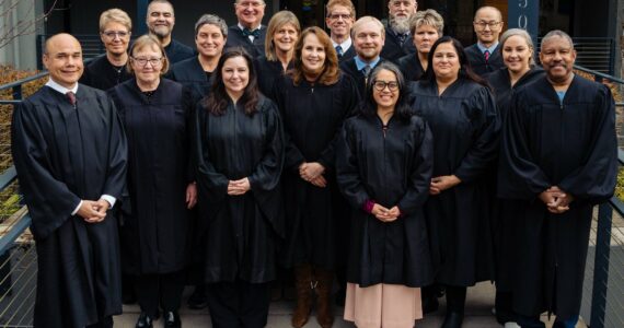 King County District Court (pictured left to right): Judge Raul Martinez, Judge Corinna Harn, Judge Lisa Paglisotti, Judge Fa’amomoi Masaniai, Judge Kristin Shotwell, Judge Rebecca C. Robertson, Judge Peter Peaquin, Judge Jill Klinge, Judge Lisa O’Toole, Judge Kevin Peck, Judge Matthew York, Judge Leah Taguba, Judge Brian Todd, Judge Elizabeth D. Stephenson, Judge Kuljinder Dhillon, Judge Marcus Naylor, Judge Karama H. Hawkins, Judge Nathaniel Green. COURTESY PHOTO