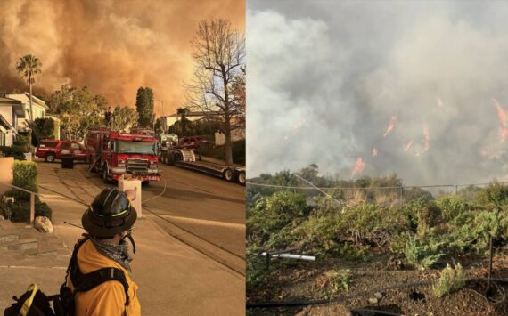 Photo shows Valley Regional Fire Authority firefighter in Palisades, California, fighting fires. COURTESY PHOTO, Valley Regional Fire Authority