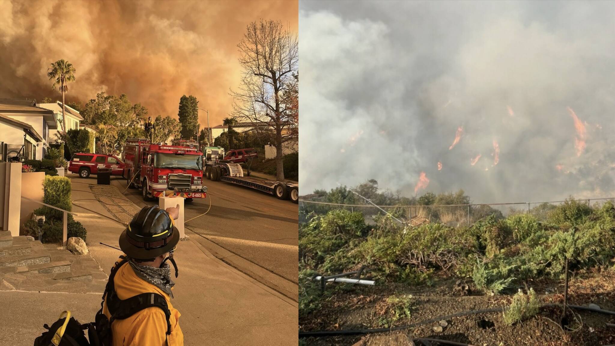 Photo shows Valley Regional Fire Authority firefighter in Palisades, California, fighting fires. COURTESY PHOTO, Valley Regional Fire Authority